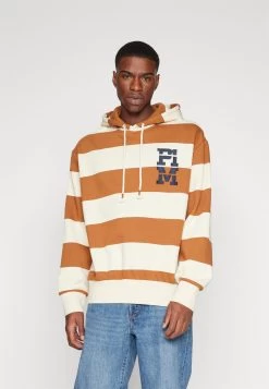 Pier One Hoodie Felpa Con CappuccioOff-White/Brown Uomo Maglieria E Felpe PI922S0HY-A11