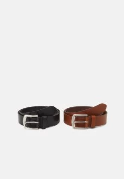 Pier One Leather 2 Pack - Cintura - Cognac/Black