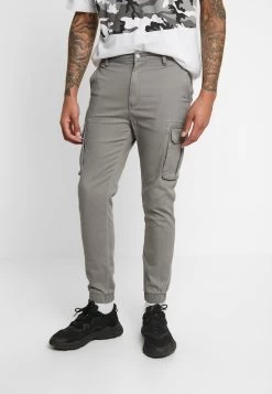 Pier One Cuffed Skinny Trouser- Pantaloni Cargo - Grey